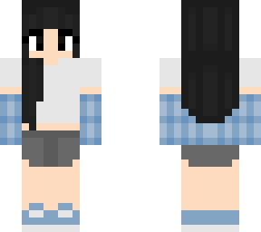 preview for Black Hair Blue Flannel Draped