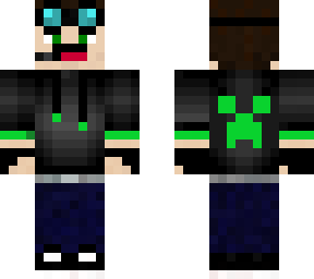 preview for Black mincraft jacket with green creeper face
