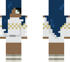 preview for Blue hair girl with white dress and gold design