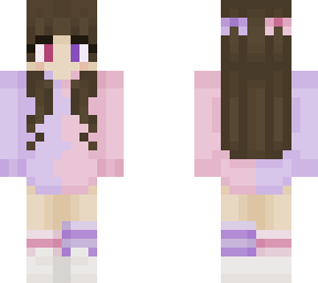 preview for Girl w half and half colors purple & pink