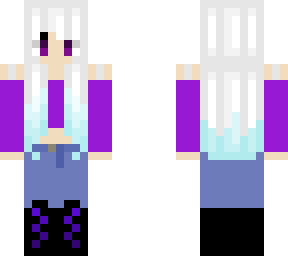 preview for human girl with white faded into blue hair