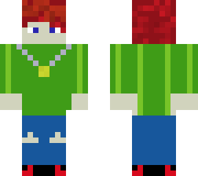 preview for My first Minecraft skin Green Shirt with Red Ombre Hair
