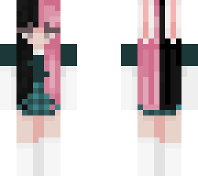 preview for Pink And Black Hair Teal Plaid Skirt