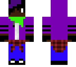 preview for Purple jacket with gloves and purple streak in hair with hood up