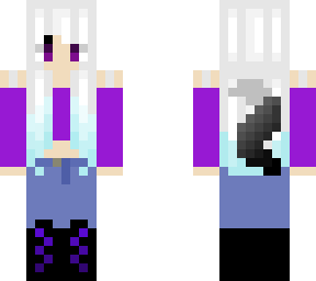 preview for werewolf girl with white faded into blue hair