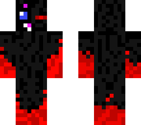 edited flaming enderman with half of a cat mask on