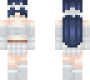 girl with black hair & blue clothes