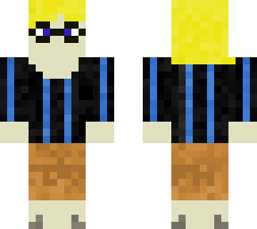 Minecraft Boy with Yellow Hair Black Shirt and Brown Pants